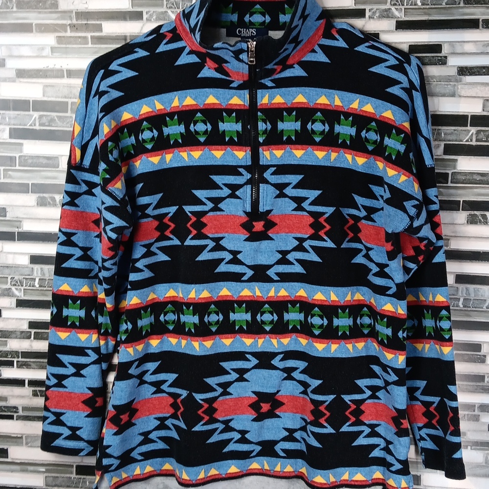 Chaps Womens M/m/M Multicolor Aztec Southwestern Pullover Imperfect - Picture 12 of 12